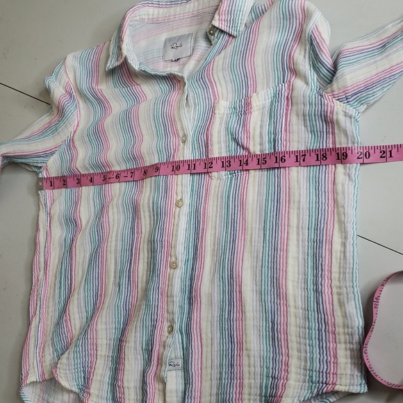 Rails Womens Ellis Iris Stripe Gauze Button Up Shirt Size S Quiet Luxury Preppy - Picture 10 of 15